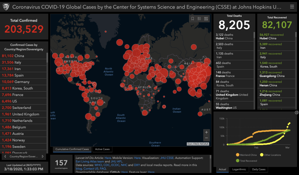 Click on the image to visit the live, interactive global coronavirus map