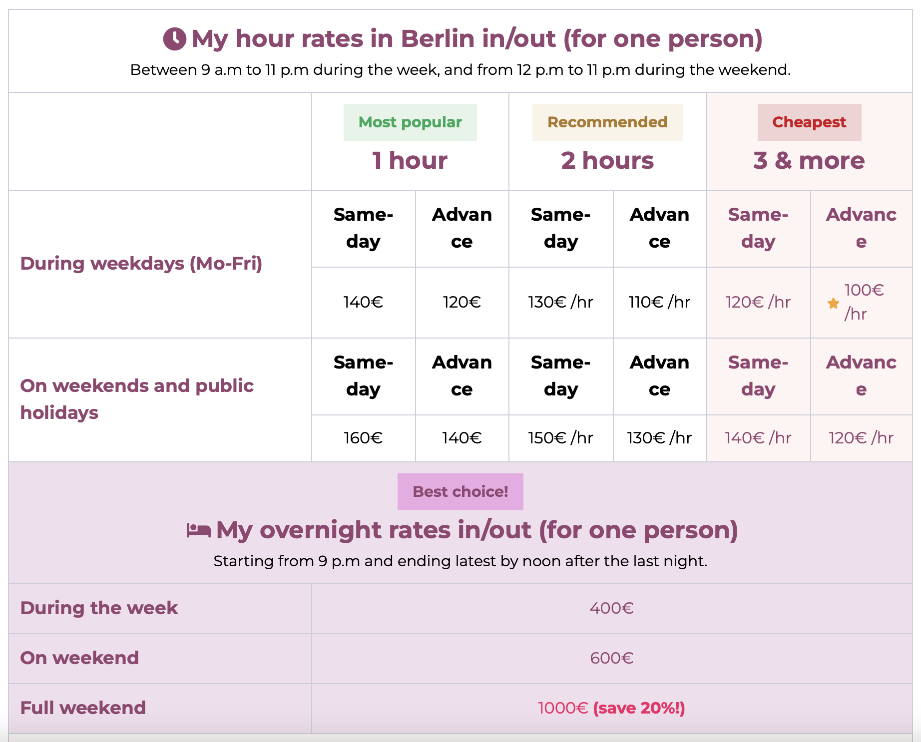 New pricing starting from 26.11.23